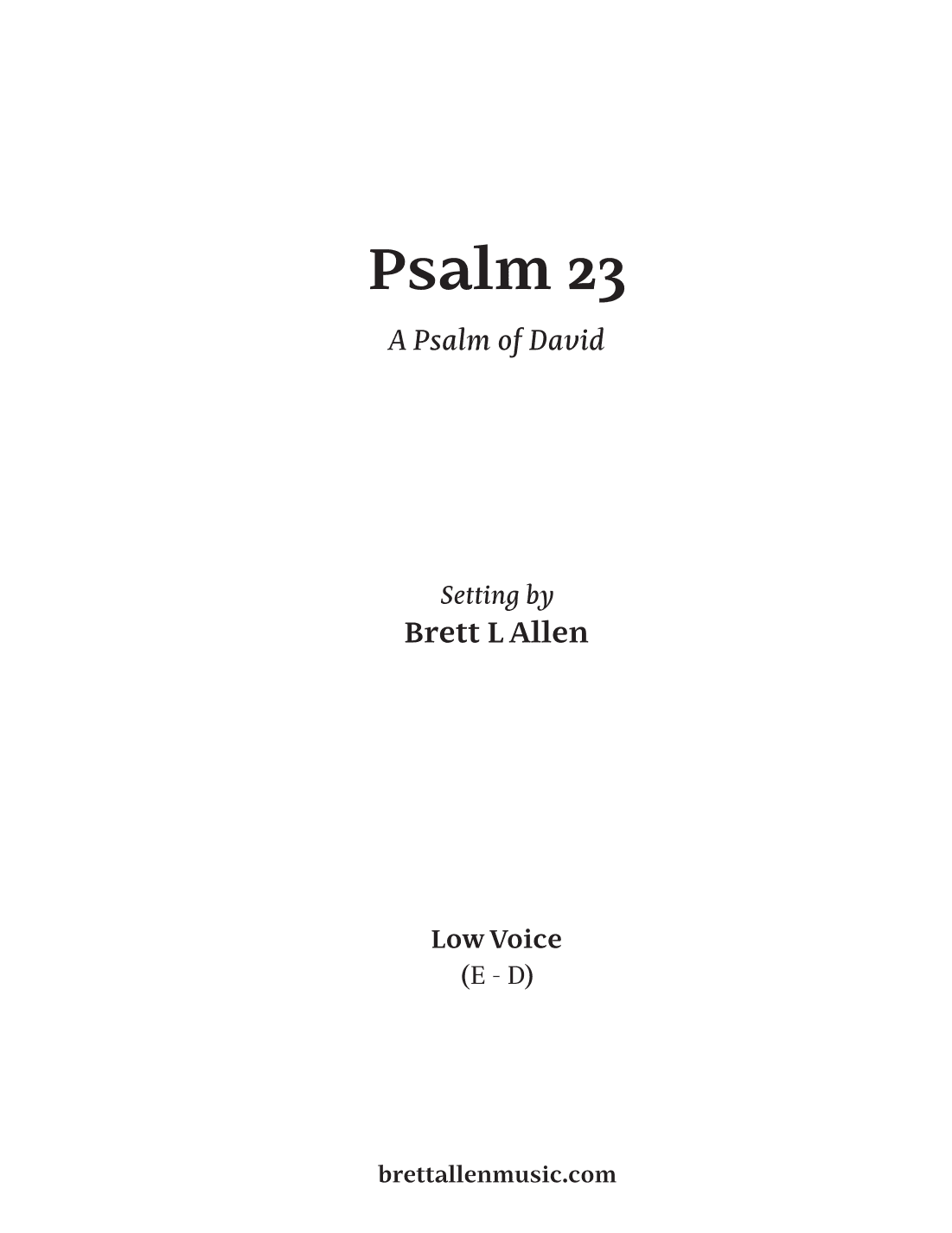 Psalm 23 for Low Voice & Piano