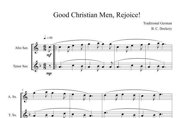 Good Christian Men, Rejoice! (Alto and Tenor Sax Duet) (arr. B. C. Dockery)