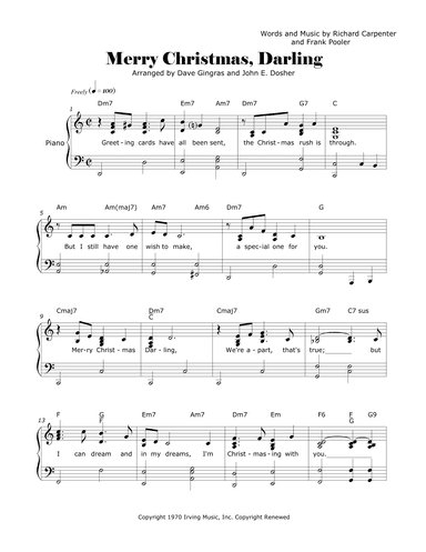 Merry Christmas, Darling (arr. Dave Gingras and John E. Dosher)