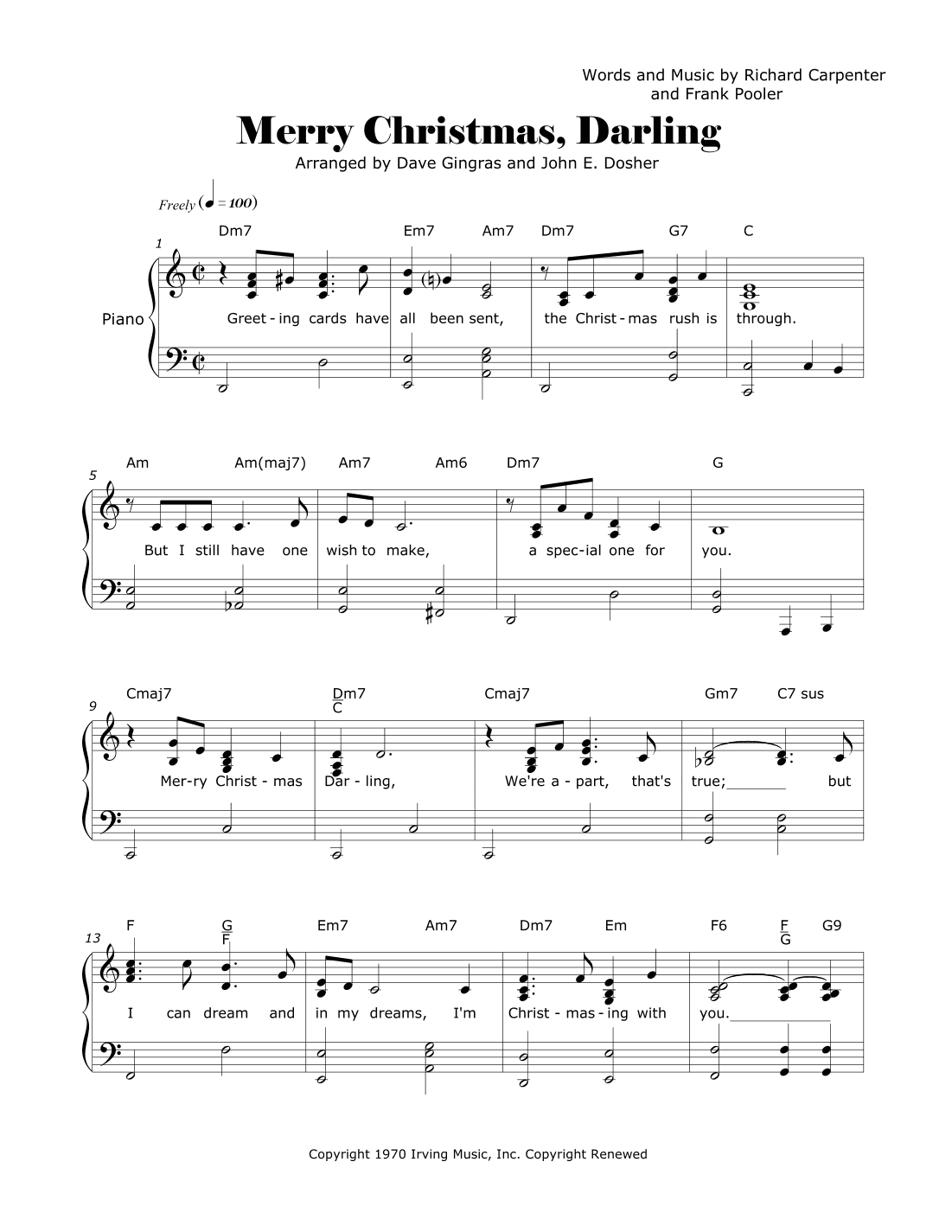 Merry Christmas, Darling (arr. Dave Gingras and John E. Dosher)