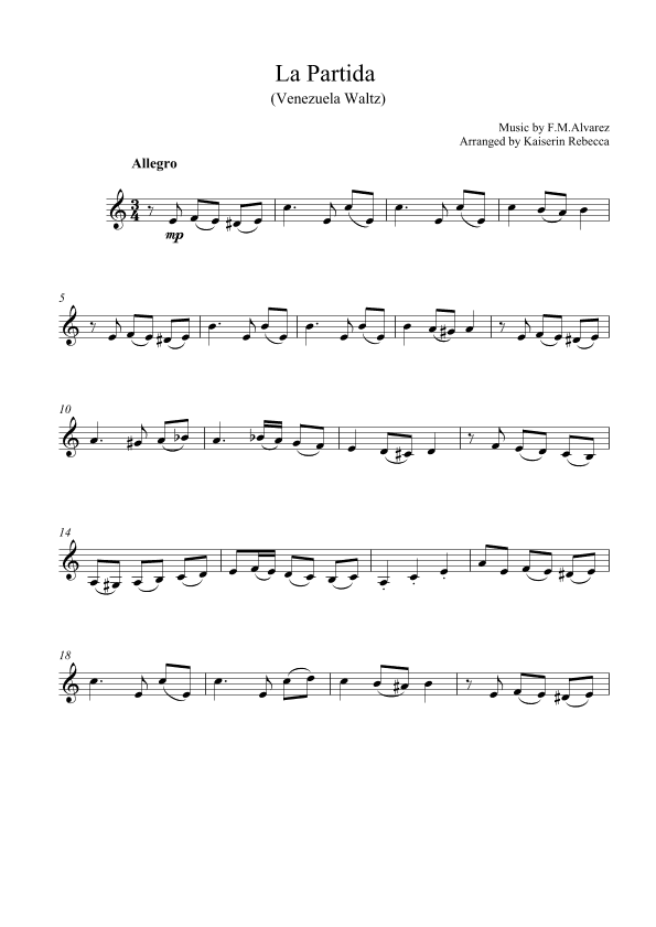 La Partida  (Venezuela Waltz) (arr. Kaiserin Rebecca)