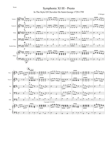 Symphonie XI  - 3rd Movement -Presto (arr. J. Stringer)