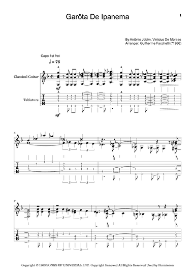 Garôta De Ipanema (arr. Guilherme Facchetti)
