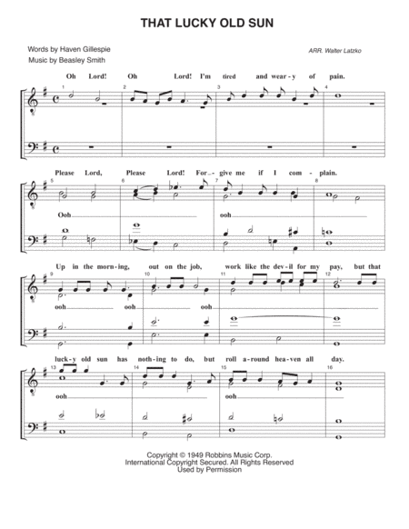 That Lucky Old Sun (arr. Walter Latzko)