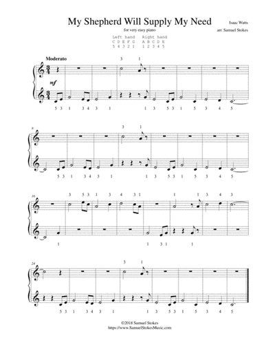 My Shepherd Will Supply My Need - for very easy piano (arr. Samuel Stokes)