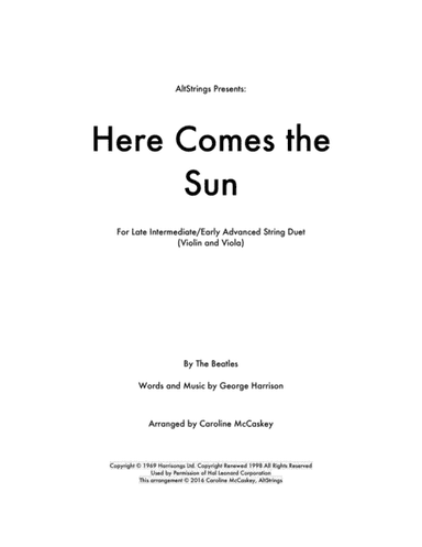 Here Comes The Sun (arr. Caroline McCaskey)