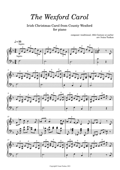 The Wexford Carol for piano (arr. Ivana Tuskan)