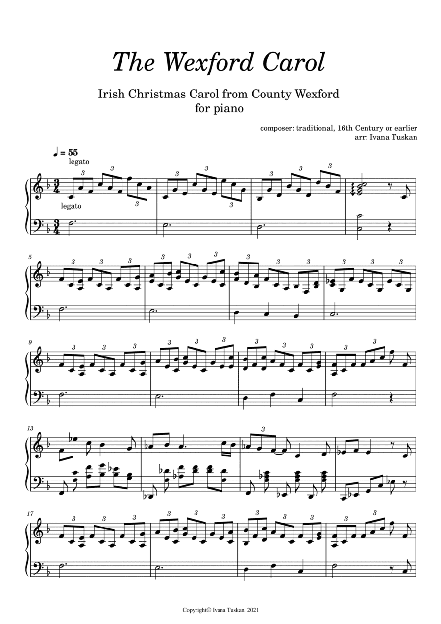 The Wexford Carol for piano (arr. Ivana Tuskan)