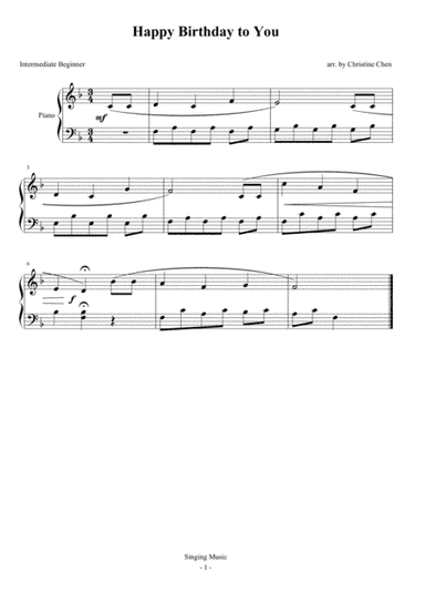 Happy Birthday to You, piano solo (arr. Christine Chen)