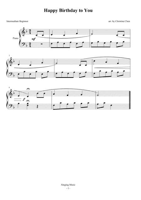 Happy Birthday to You, piano solo (arr. Christine Chen)
