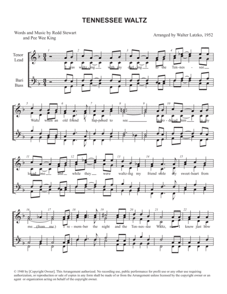 Tennessee Waltz (arr. Walter Latzko)