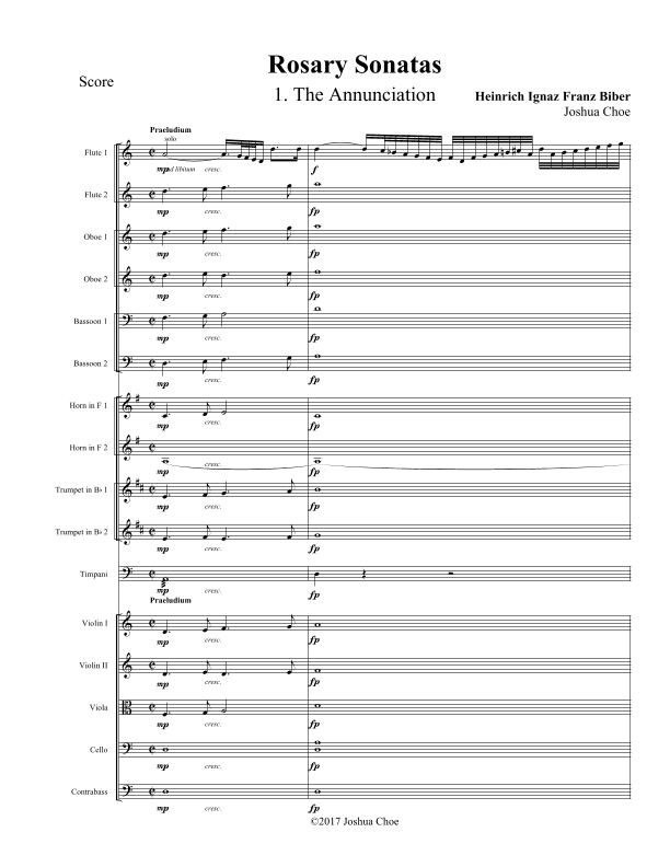 Rosary Sonatas (arr. Joshua Choe)