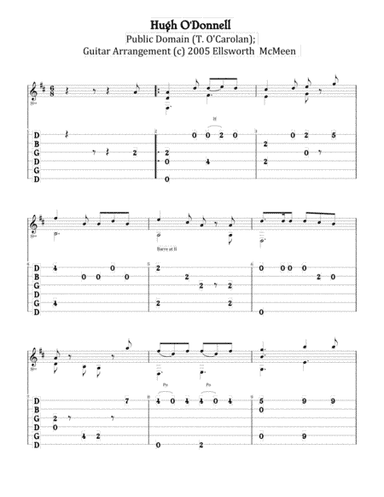 Hugh O'Donnell Jig (For Fingerstyle Guitar Tuned Open G - DGDGBD) (arr. Ellsworth McMeen)