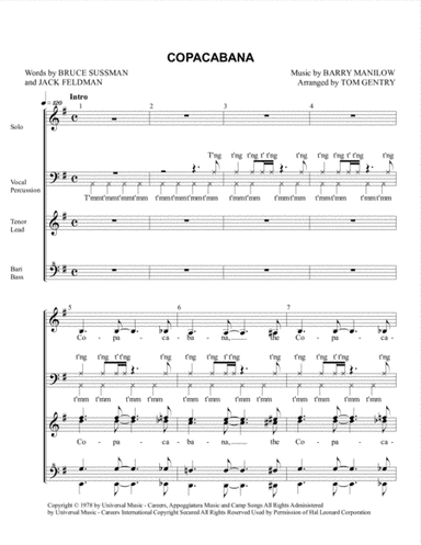 Copacabana (At The Copa) (arr. Tom Gentry)