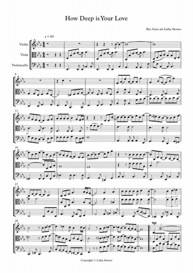 How Deep Is Your Love  from the Motion Picture SATURDAY NIGHT FEVER (arr. Lydia Cellist)