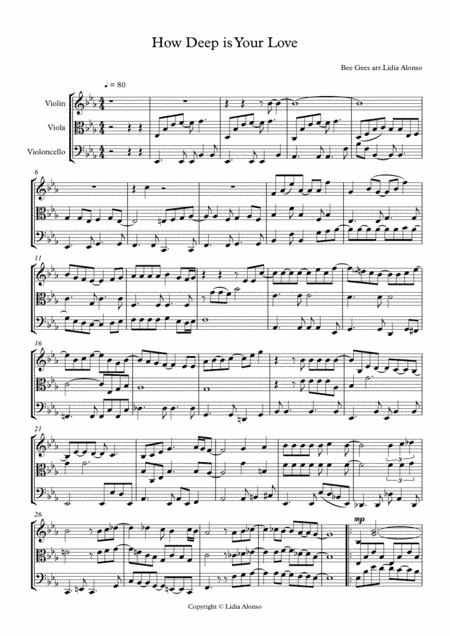 How Deep Is Your Love  from the Motion Picture SATURDAY NIGHT FEVER (arr. Lydia Cellist)