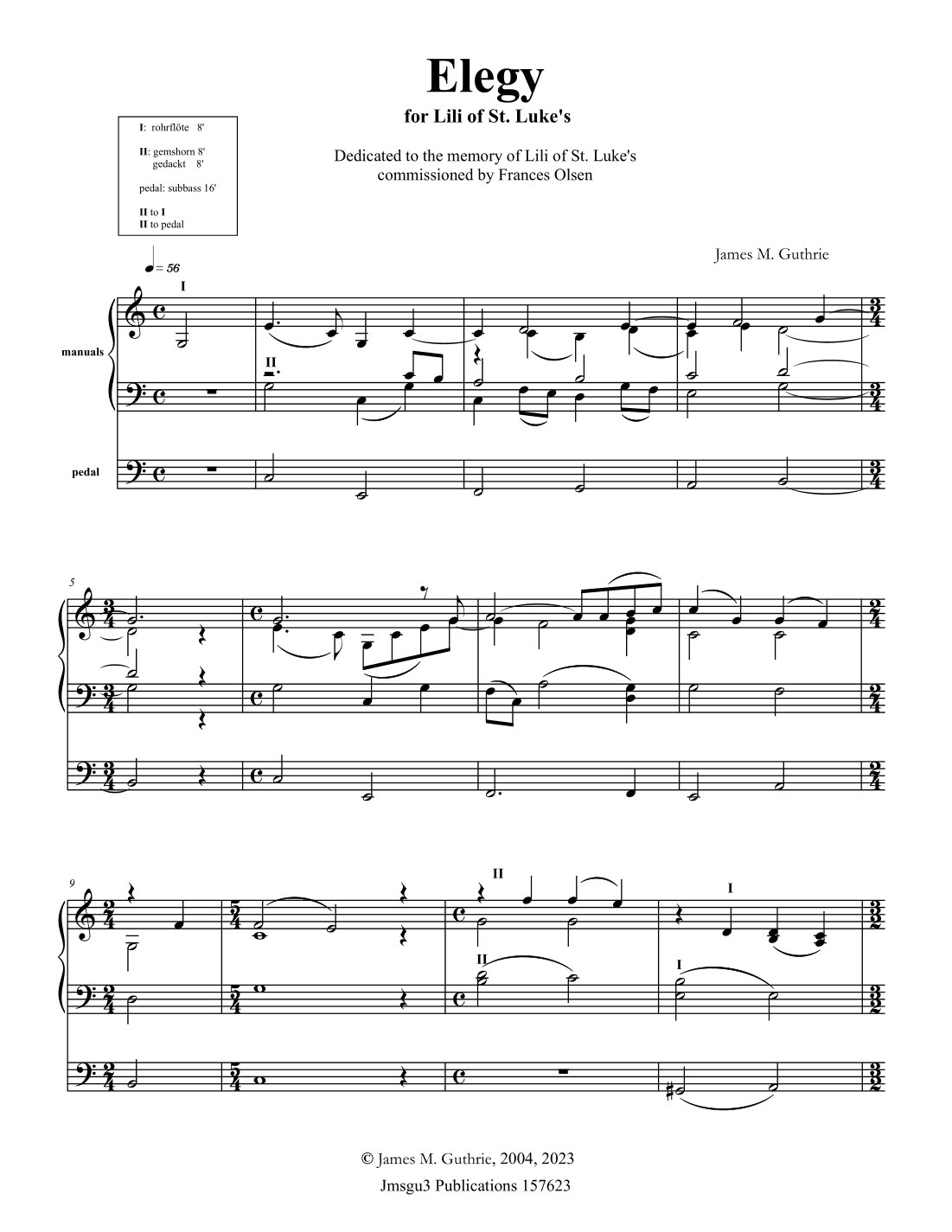 Guthrie: Organ Elegy for Lili of St. Luke's