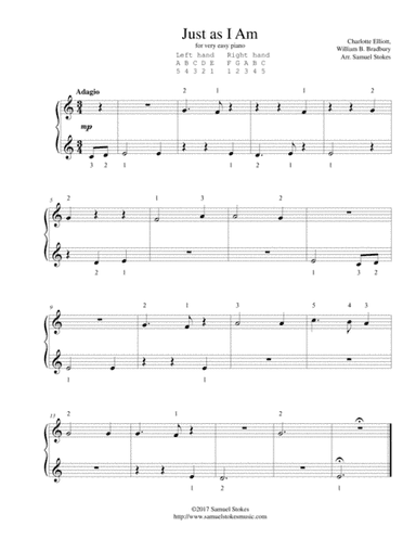 Just as I Am - for very easy piano (arr. Samuel Stokes)