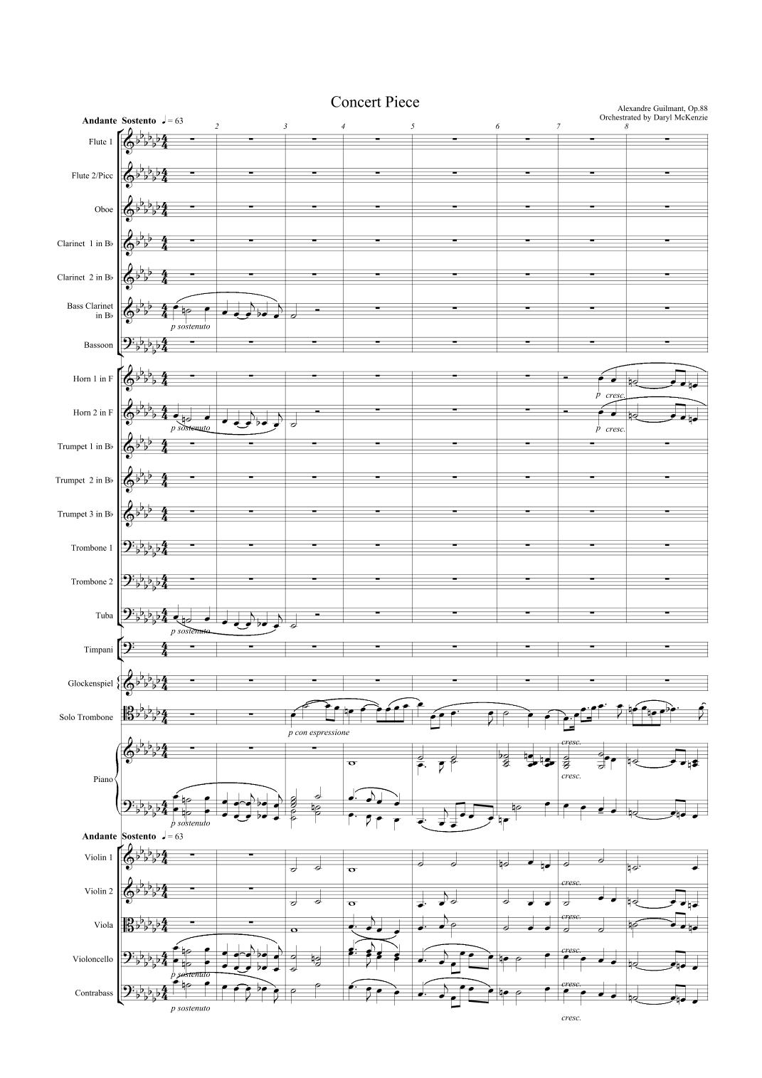 Morceau Symphonique pour Trombone (Concert Piece) Guilmant op. 88 for Orchestra (arr. Daryl McKenzie)