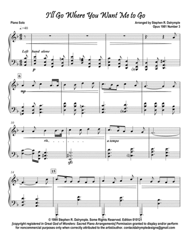 I'll Go Where You Want Me to Go - piano solo arrangement by Stephen R Dalrymple (arr. Stephen R. Dalrymple (Dalrymple Designs))