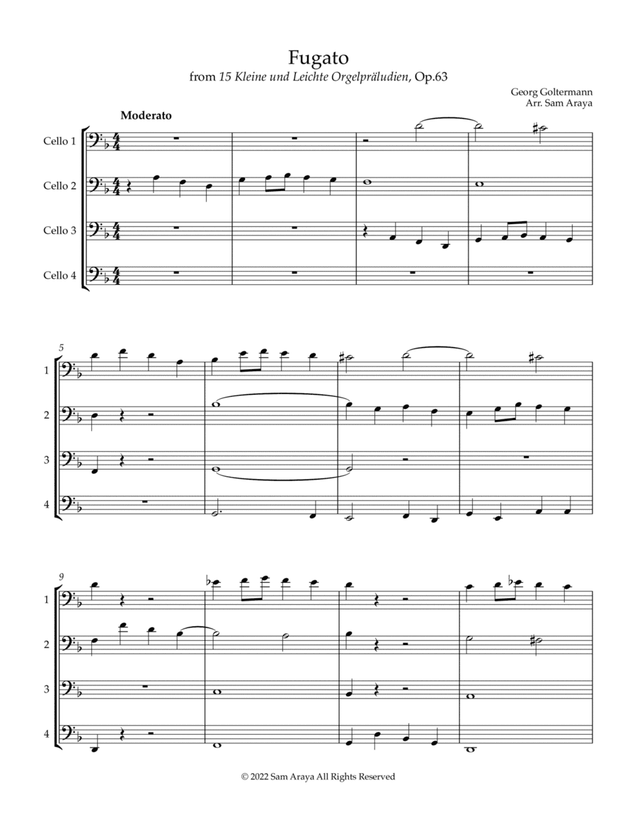 Fugato for Cello Quartet (arr. Sam Araya)