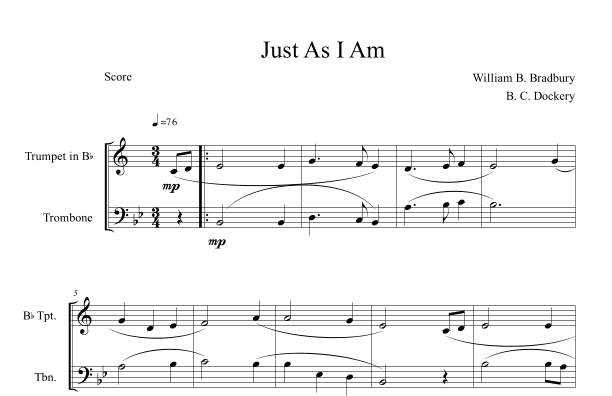 Just As I Am (Trumpet and Trombone Duet) (arr. B. C. Dockery)