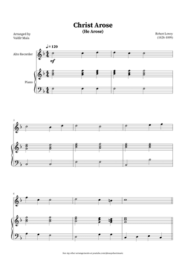 Christ Arose (He Arose) -  Alto Recorder and Piano (arr. Valdir Maia)