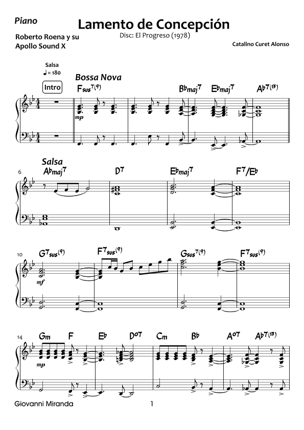 Lamento De Concepcion (arr. Giovanni Miranda)