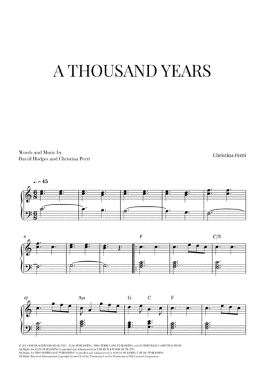 A Thousand Years (arr. Cadenza Editions)