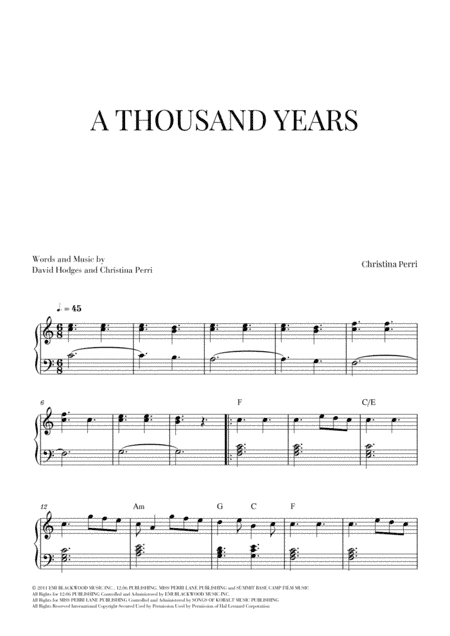 A Thousand Years (arr. Cadenza Editions)