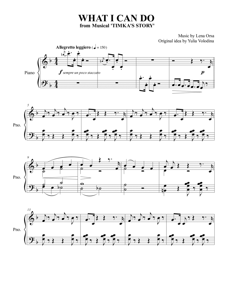 What I Can Do from children's musical 'Timka's Story' , piano reduction
