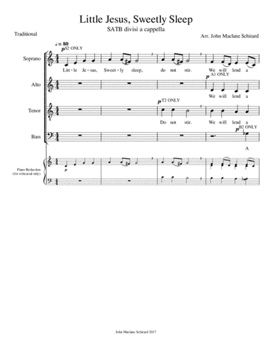 Little Jesus, Sweetly Sleep (arr. John Maclane Schirard)