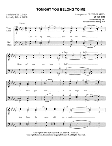 Tonight You Belong To Me (arr. Brent Graham)
