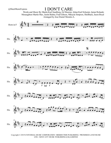 I Don't Care (arr. Jose Daniel Morales A.)