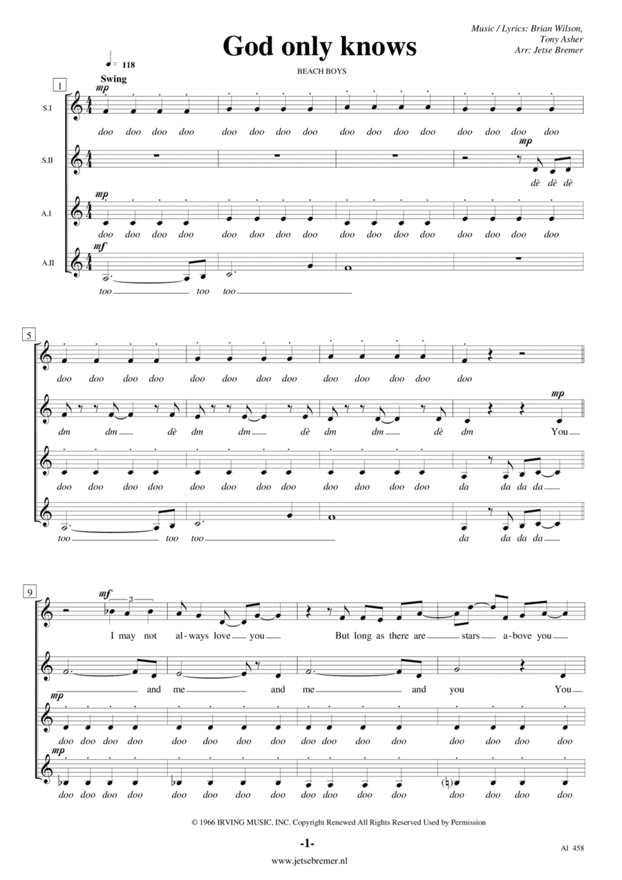 God Only Knows (arr. Jetse Bremer)