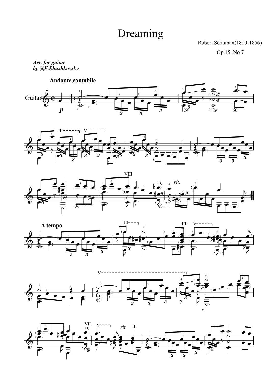 Dreaming (arr. Evgeny Shushkovsky)