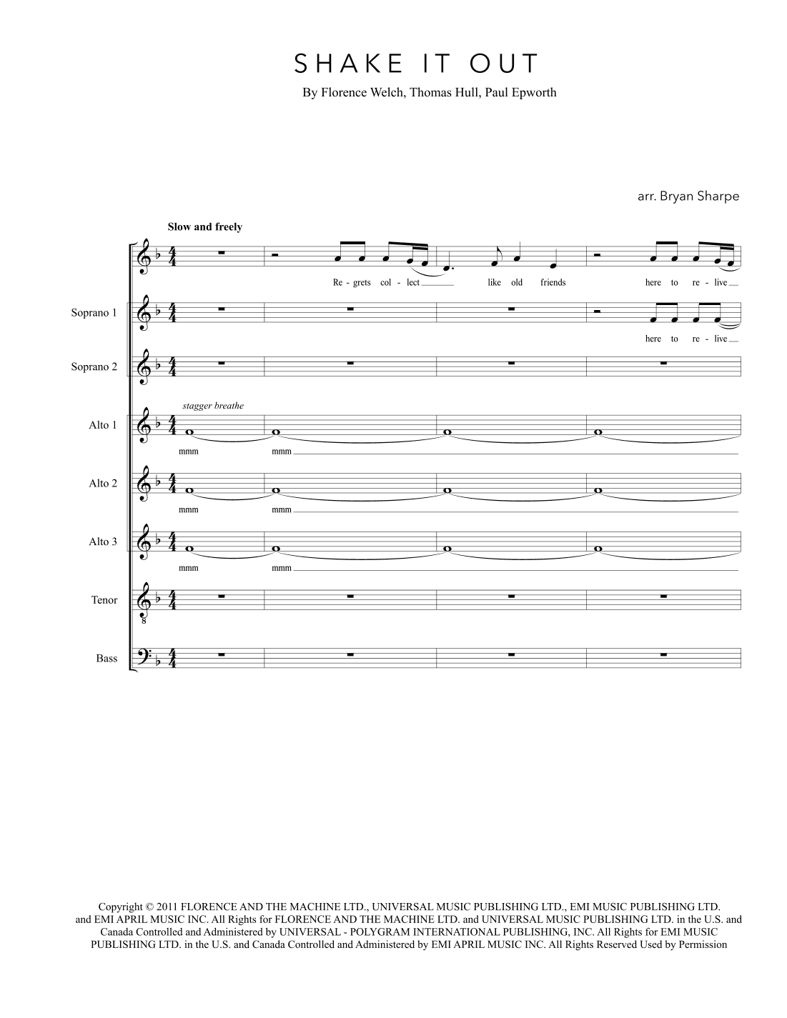 Shake It Out (arr. Bryan Sharpe)