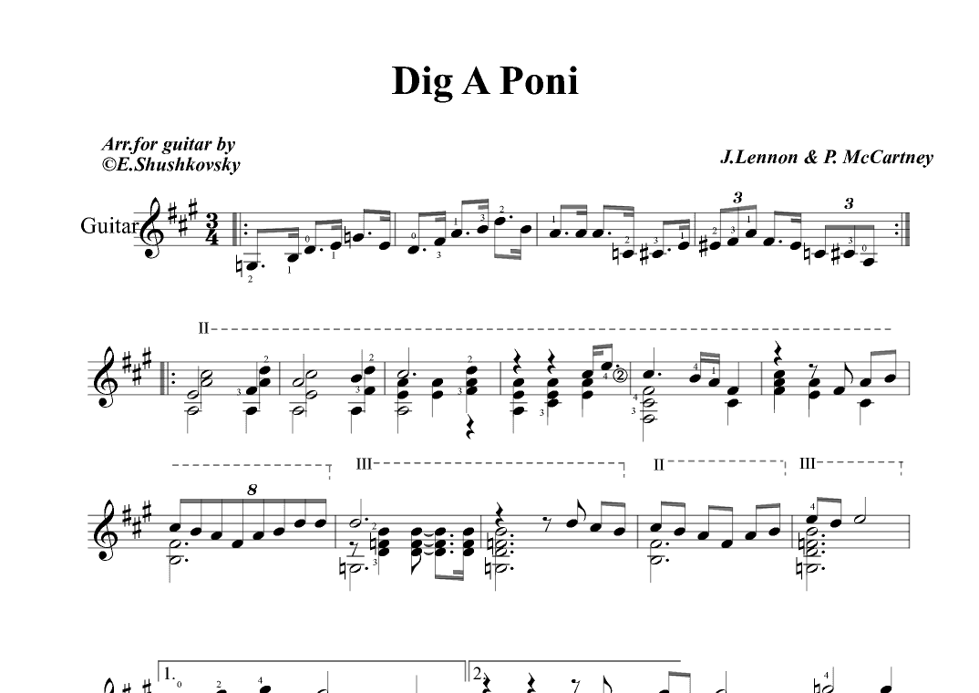 Dig A Pony (arr. Evgeny Shushkovsky)