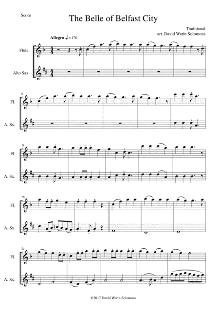 Belle of Belfast City (I'll tell my ma) for flute and alto saxophone (arr. David Warin Solomons)