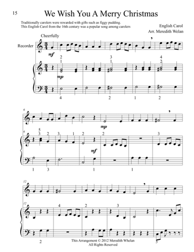 Christmas Duets for Recorder & Piano:  We Wish You a Merry Christmas (arr. Meredith Whelan)