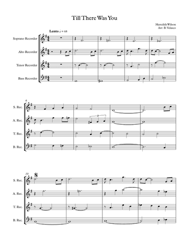 Till There Was You - Score Only (arr. Benedic Justine Velasco)