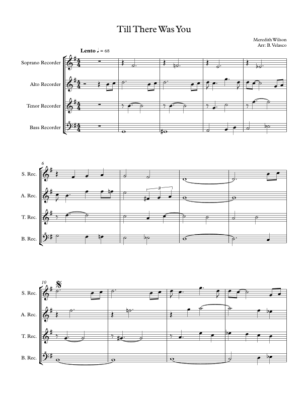 Till There Was You - Score Only (arr. Benedic Justine Velasco)