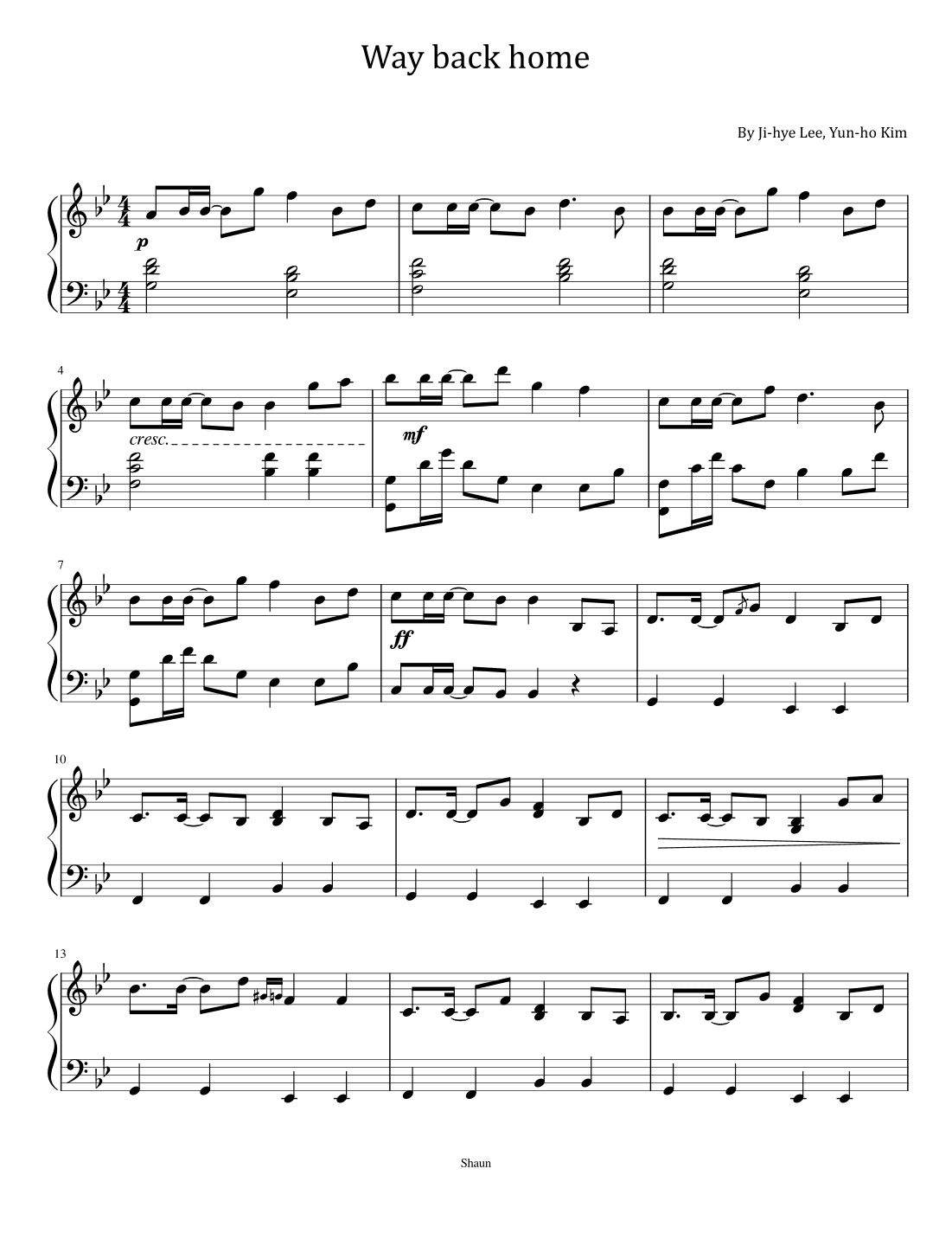 Way Back Home (arr. poon)