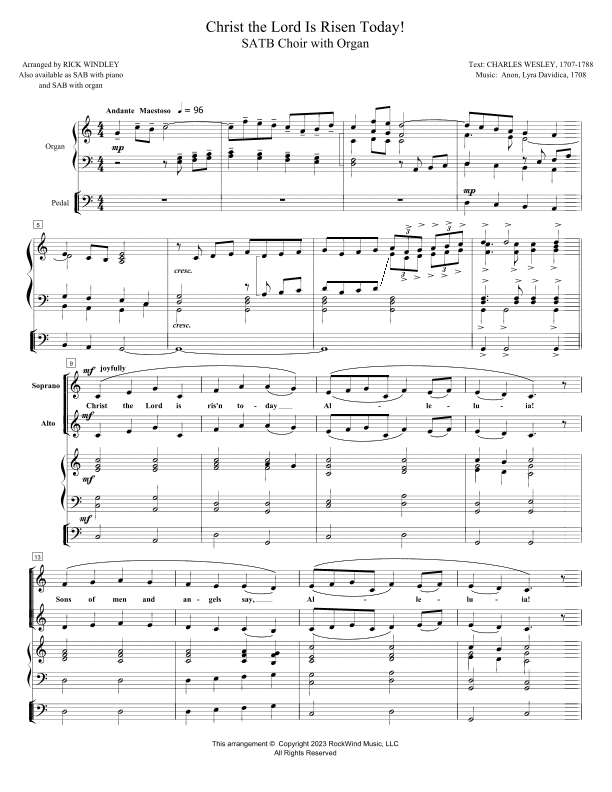 Christ the Lord is Risen Today! with Organ Accomp. (arr. Rick Windley)