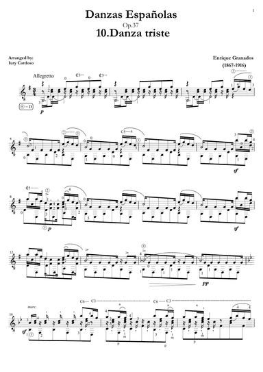 Guitar arrangement of the "Spanish dance No.10" (Danza Española n°10 "Danza Triste") (arr. Iury Cardoso)