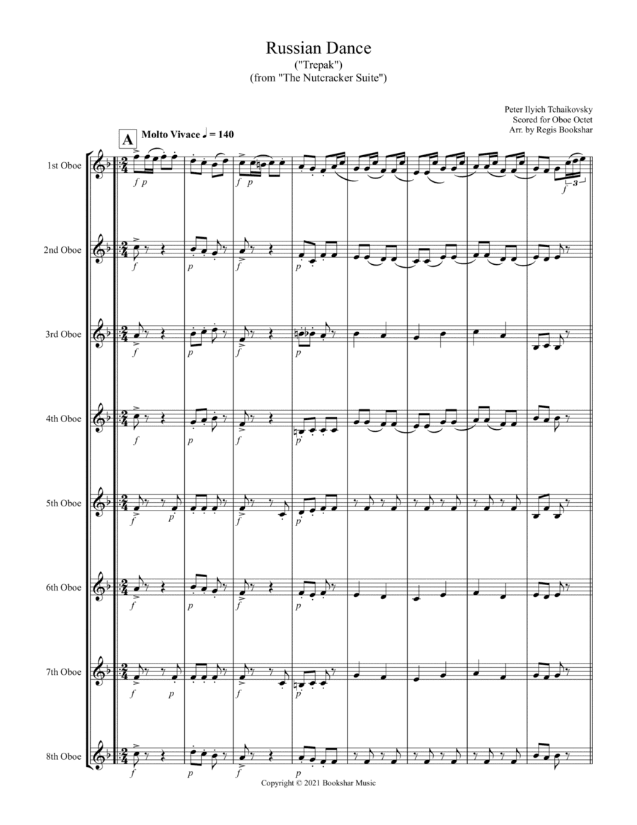 Russian Dance ("Trepak") (from "The Nutcracker Suite") (F) (Oboe Octet) (arr. Regis Bookshar)