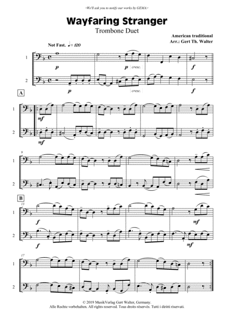 Wayfaring Stranger (arr. Gert Th. Walter)