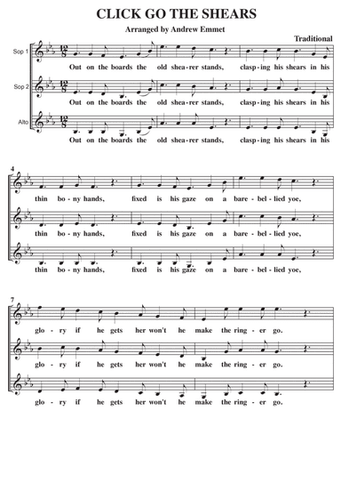 Click Go The Shears A Cappella SSA (arr. Andrew Emmet)