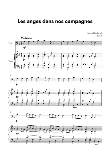 Les anges dans nos campagnes (for Tuba and Piano) (arr. Cadenza Editions)