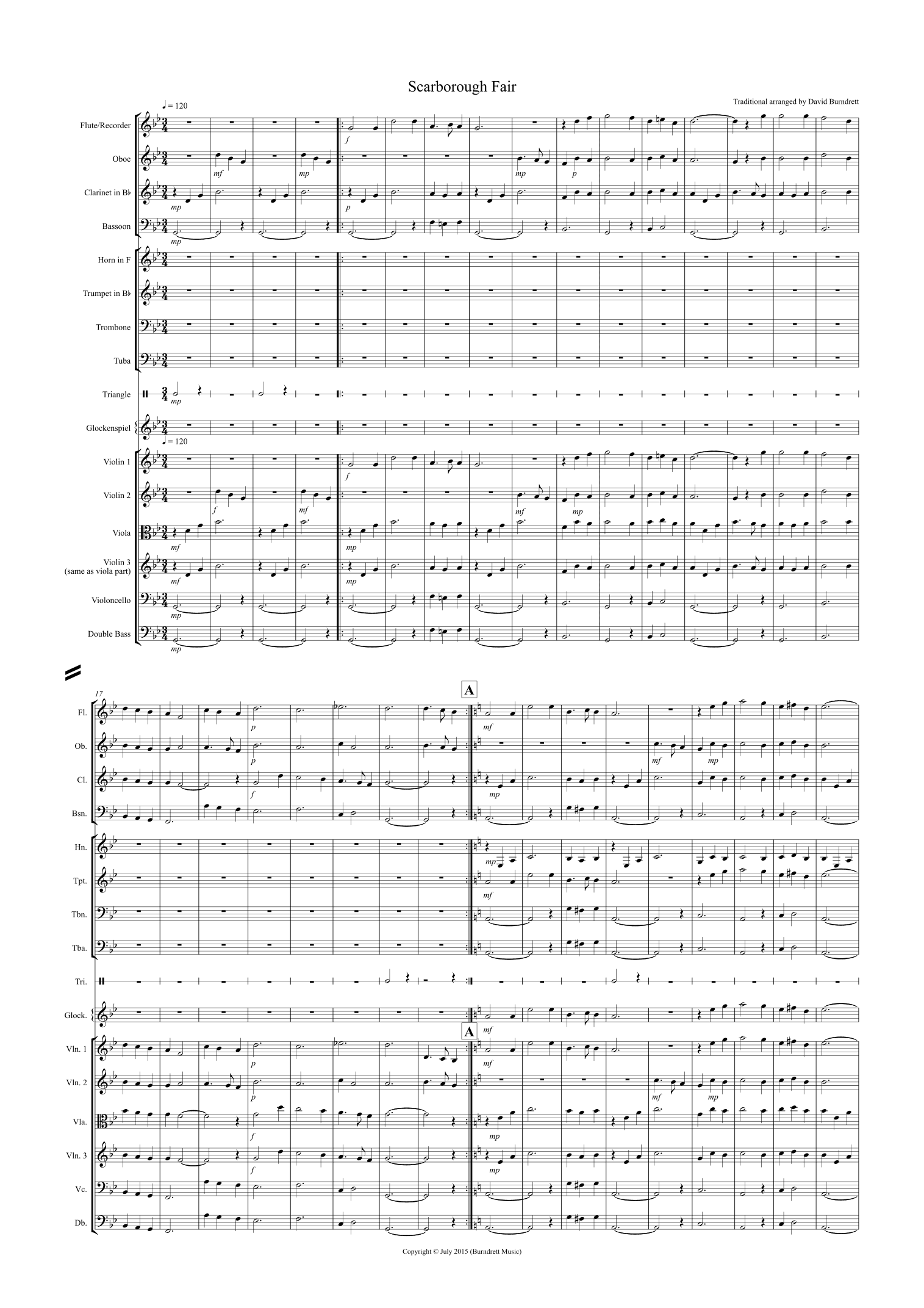 Scarborough Fair for School Orchestra (arr. David Burndrett)